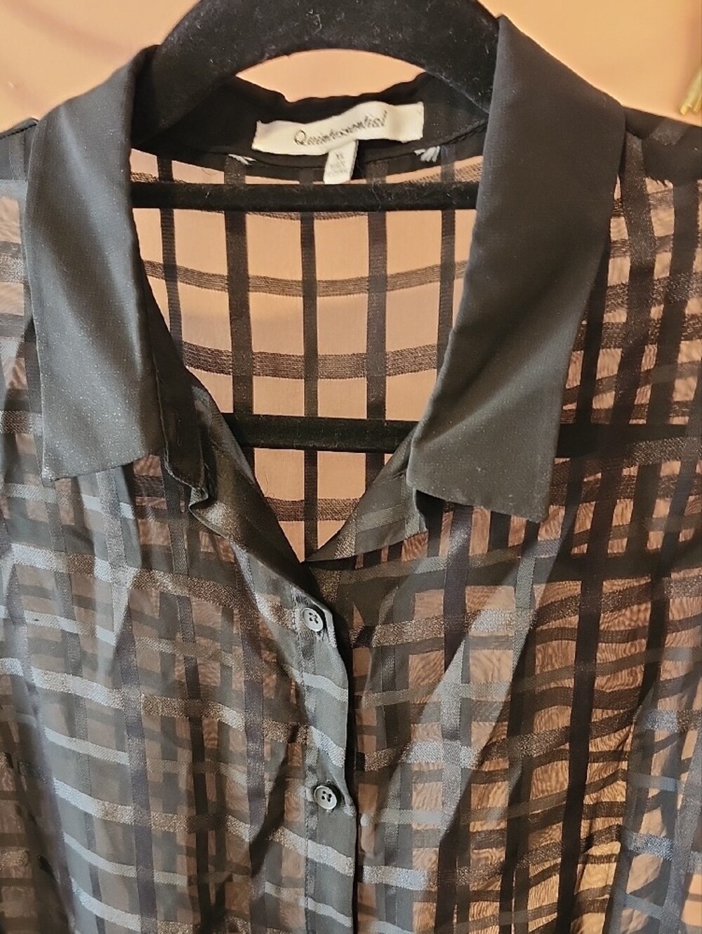 Quintessential Sheer Plaid Button-Up Blouse - Picture 4 of 8